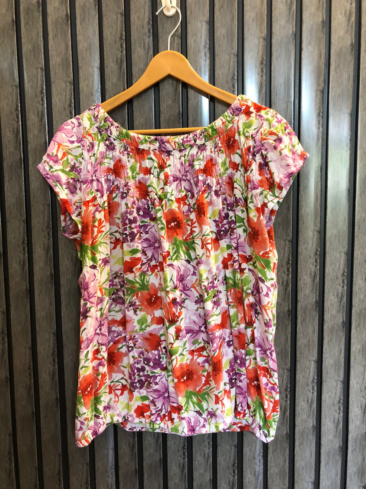 Chest 22  Lenght 26  Fabric linen Fashion Hub for Women’s Half Sleeve Tops