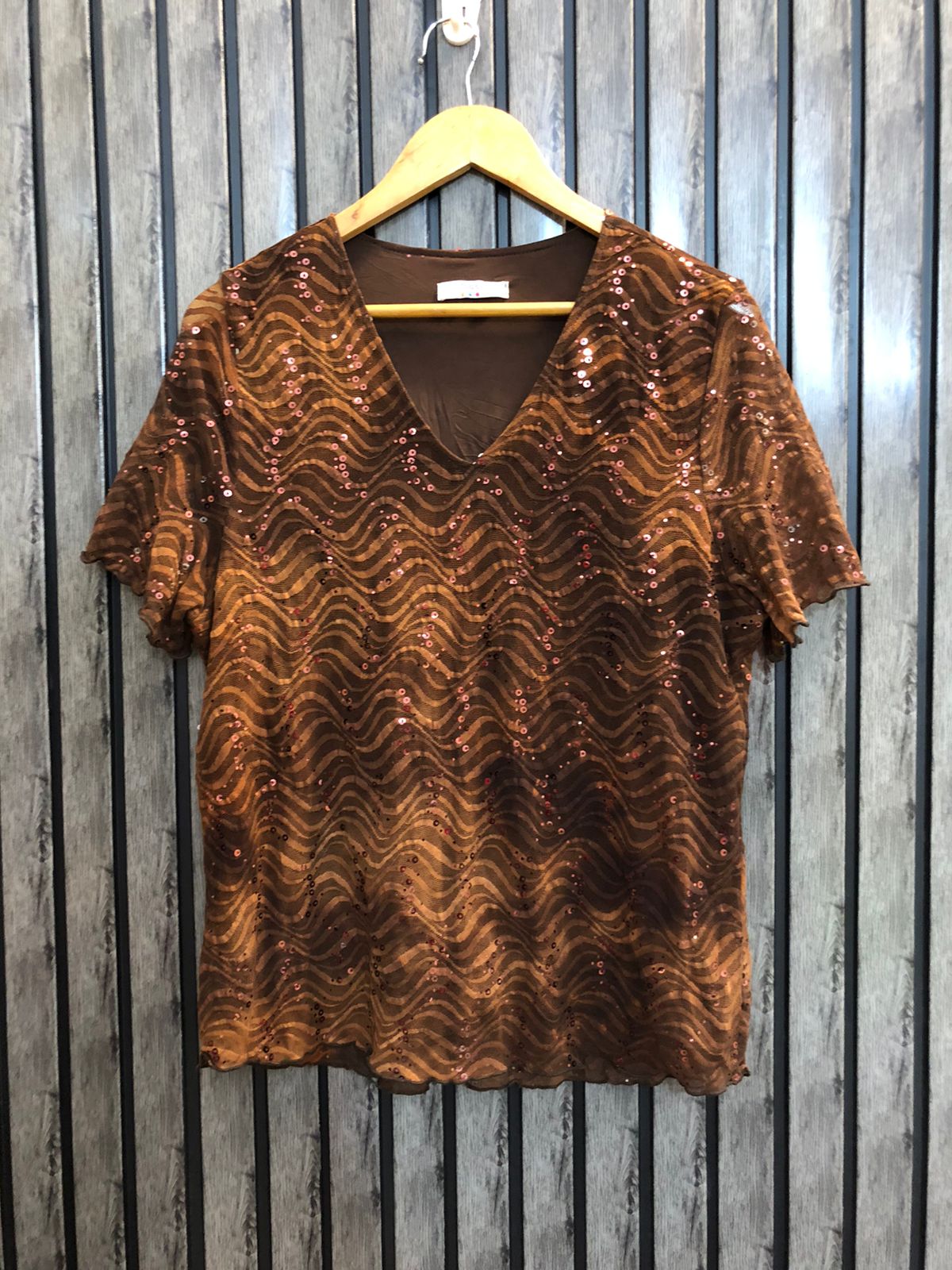 Chest 21  Length 24  Fabric net jersey New Arrival  half Sleeve Party Tops
