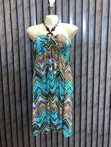 Chest 17  Length 34  Fabric Silk Jersey Western Style Mini Dress