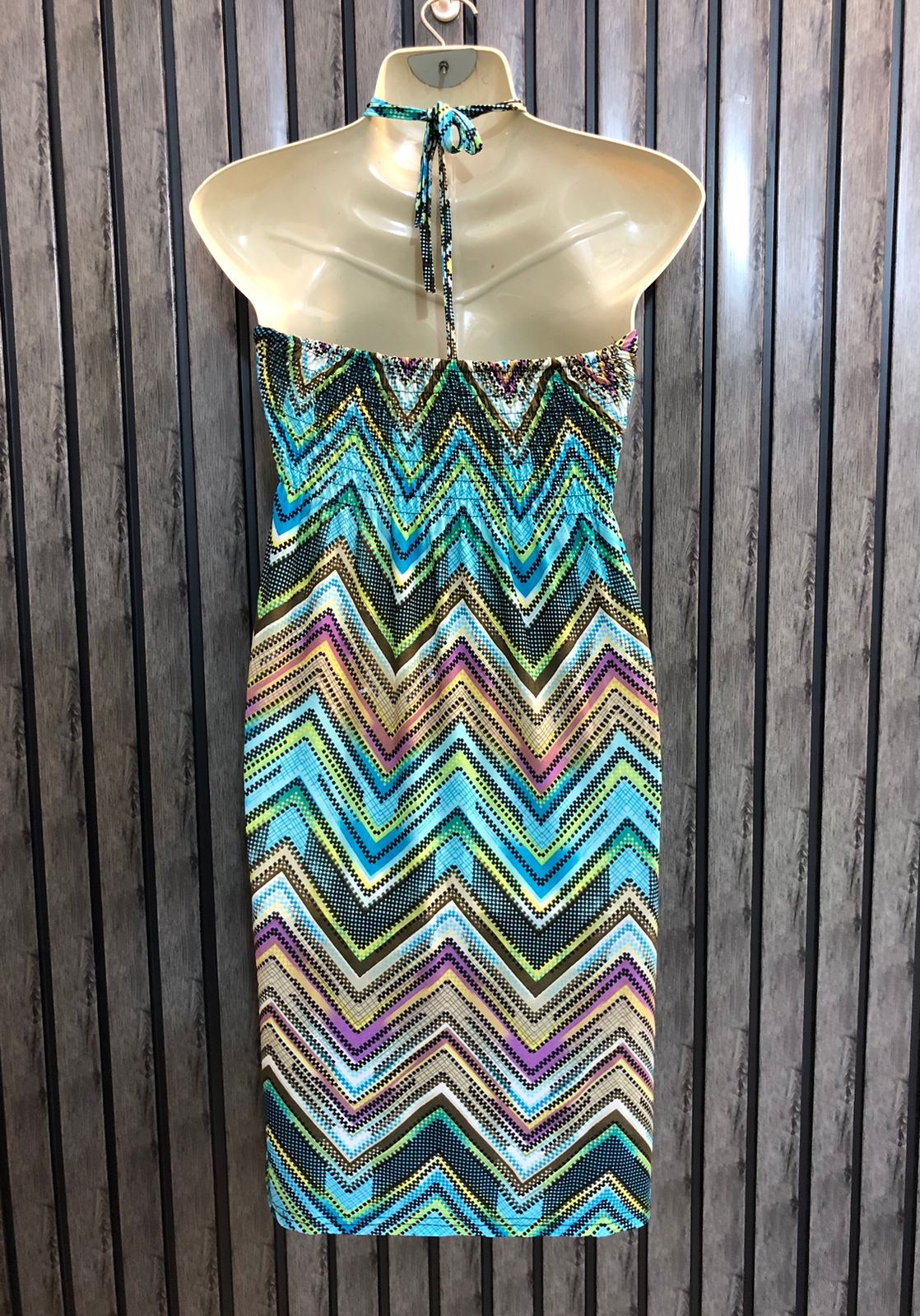 Chest 17  Length 34  Fabric Silk Jersey Western Style Mini Dress
