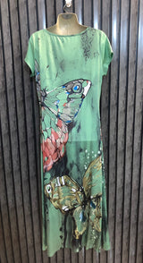 Chest 22  Length 52  Fabric Silk Jersey Designer Maxi Dress for Ladies