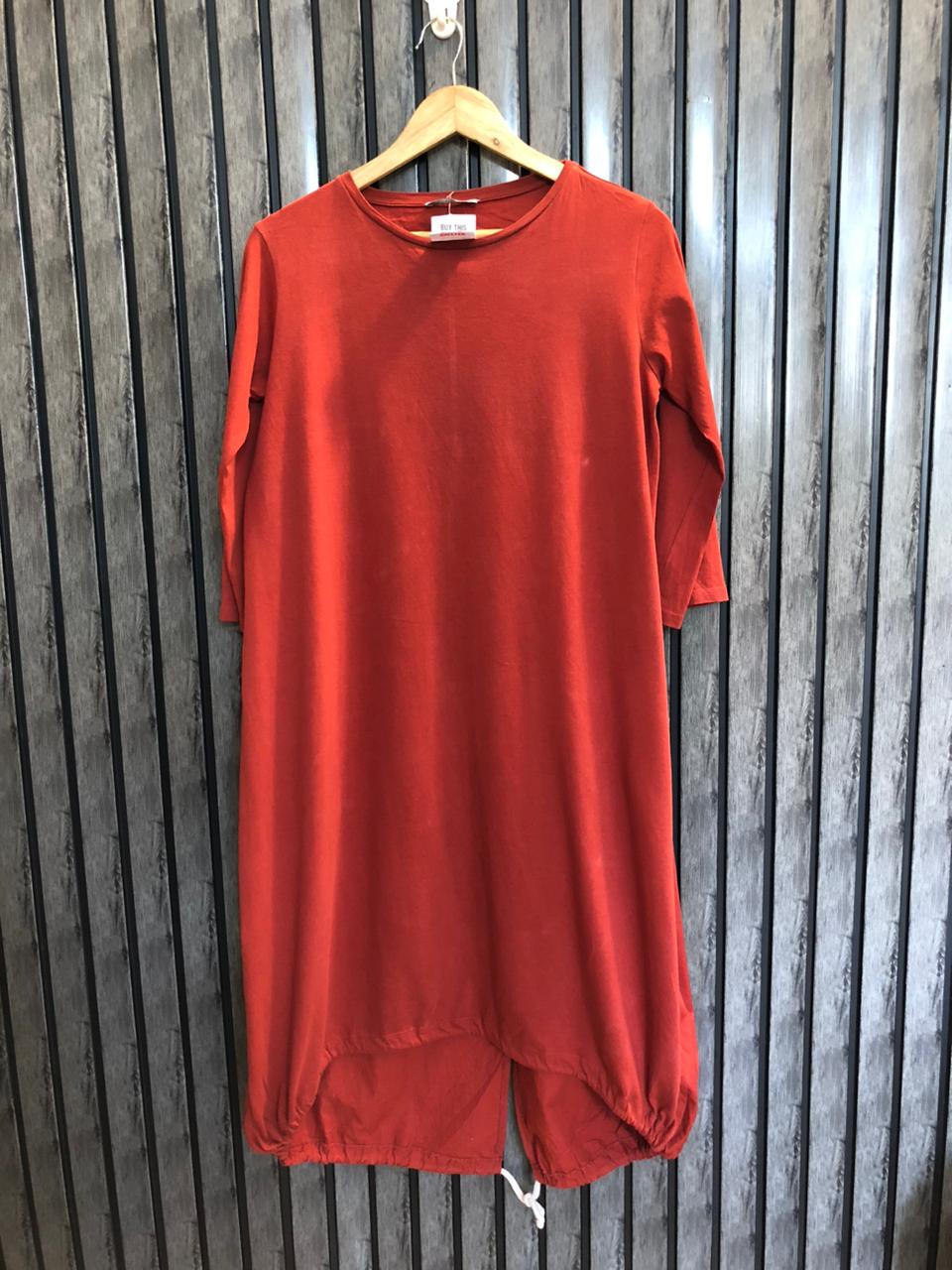 Chest 19  Length 37 To 43  Fabric Front Jersey Comfortable Long Top