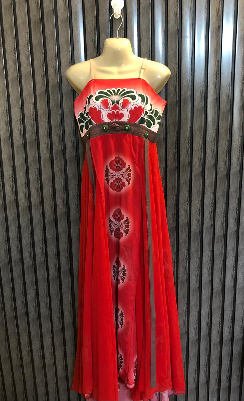 Chest 17  Length 53 To 69  Fabric Chiffon New Style Maxi