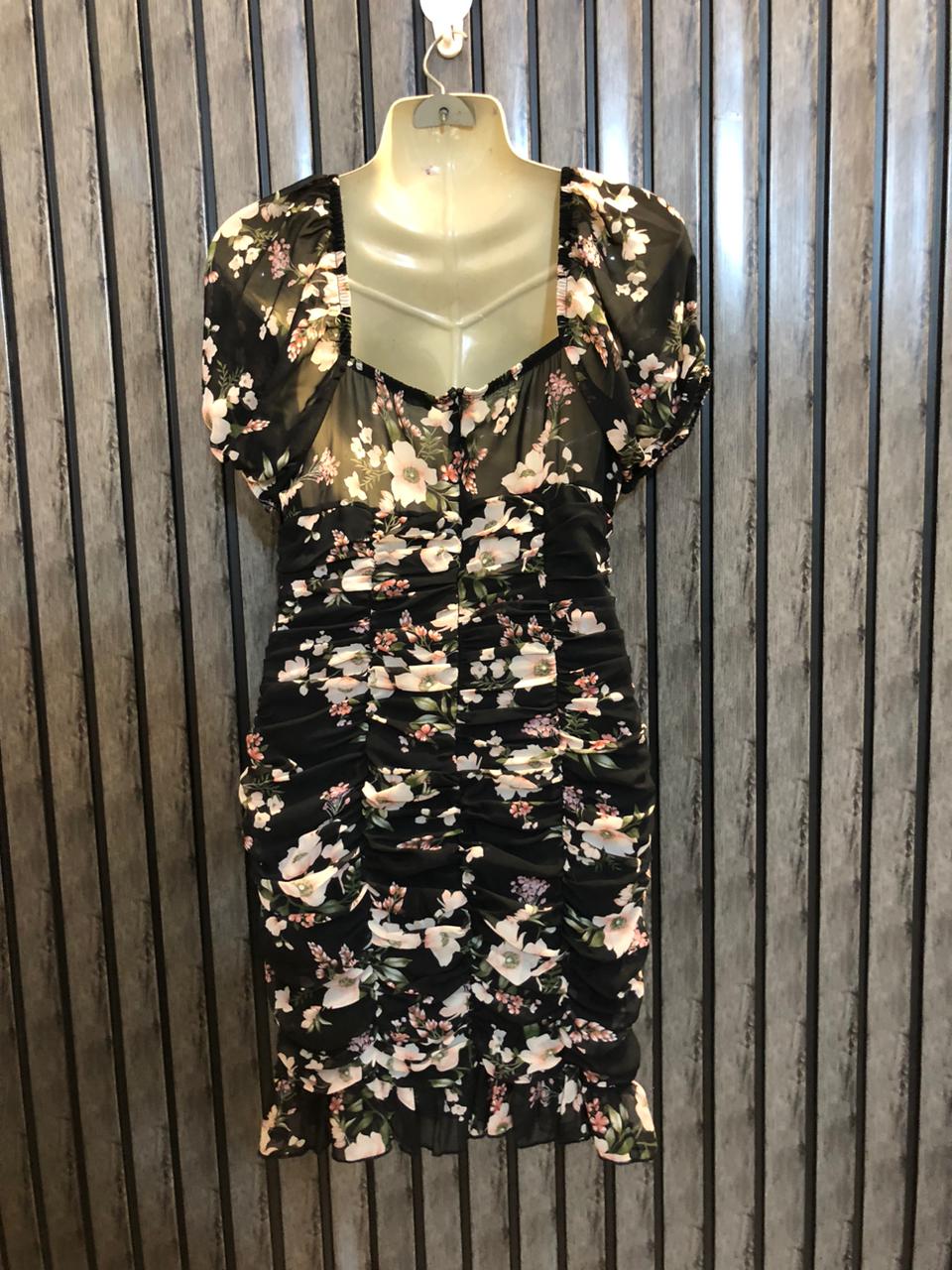 Chest Small  Length 31  Fabric Chiffon Trendy Mini Dress