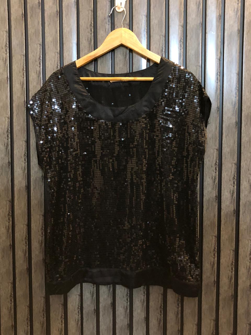 Chest 21  Length 25  Fabric Chiffon Sequin Party Wear Top