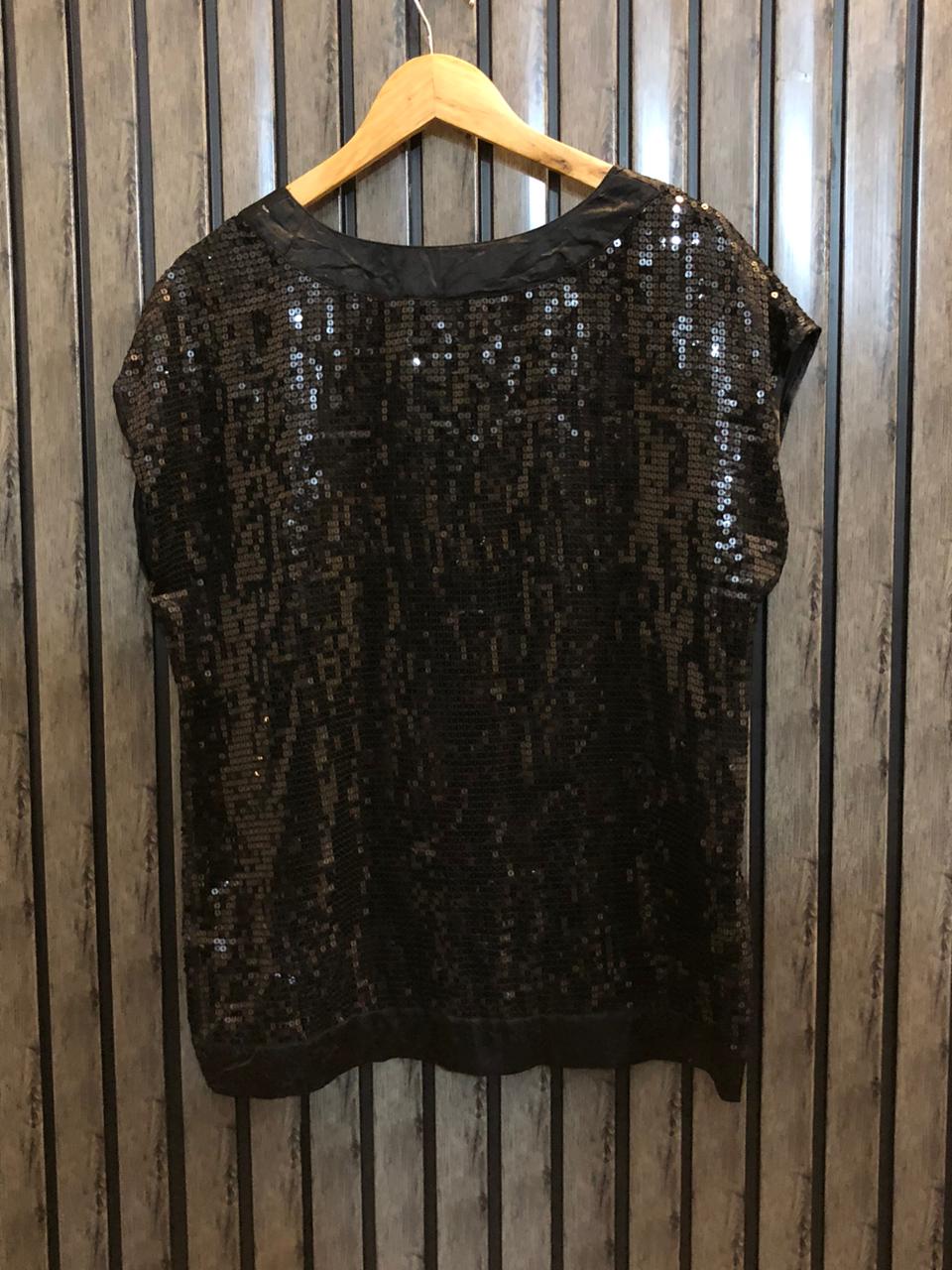 Chest 21  Length 25  Fabric Chiffon Sequin Party Wear Top