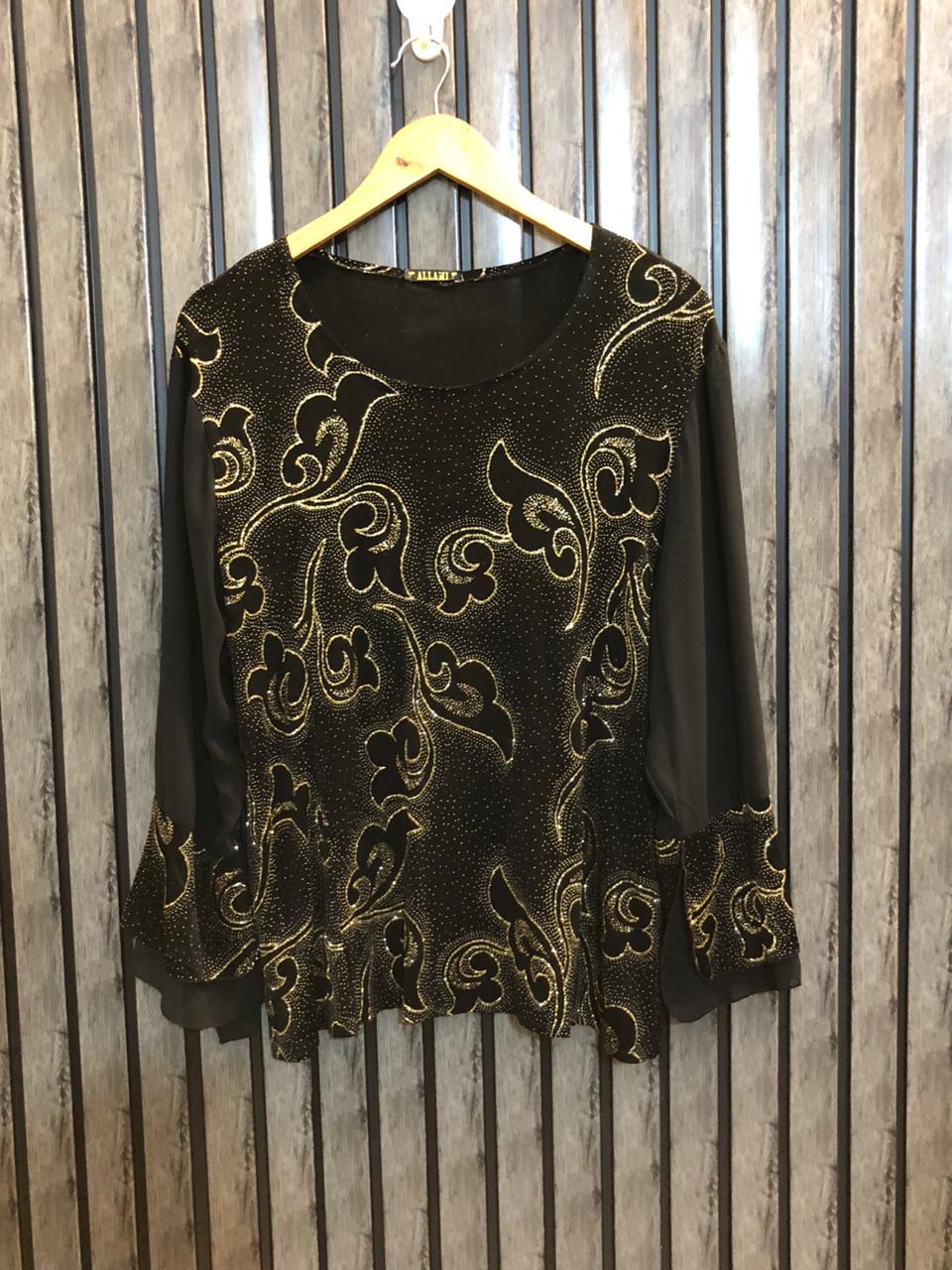 Chest 24  Length 25  Fabric Sleeve Chiffon Other Fabric Silk Jersey Premium Party Wear Top