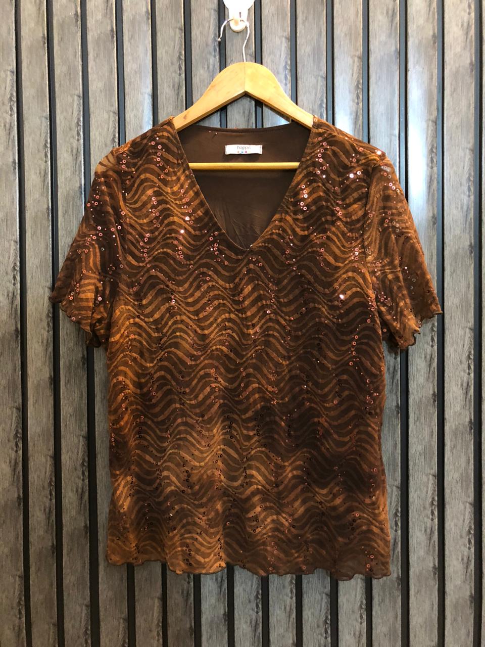 Chest 22  Length 24  Fabric Net Jersey Trendy Girls Party Wear Top