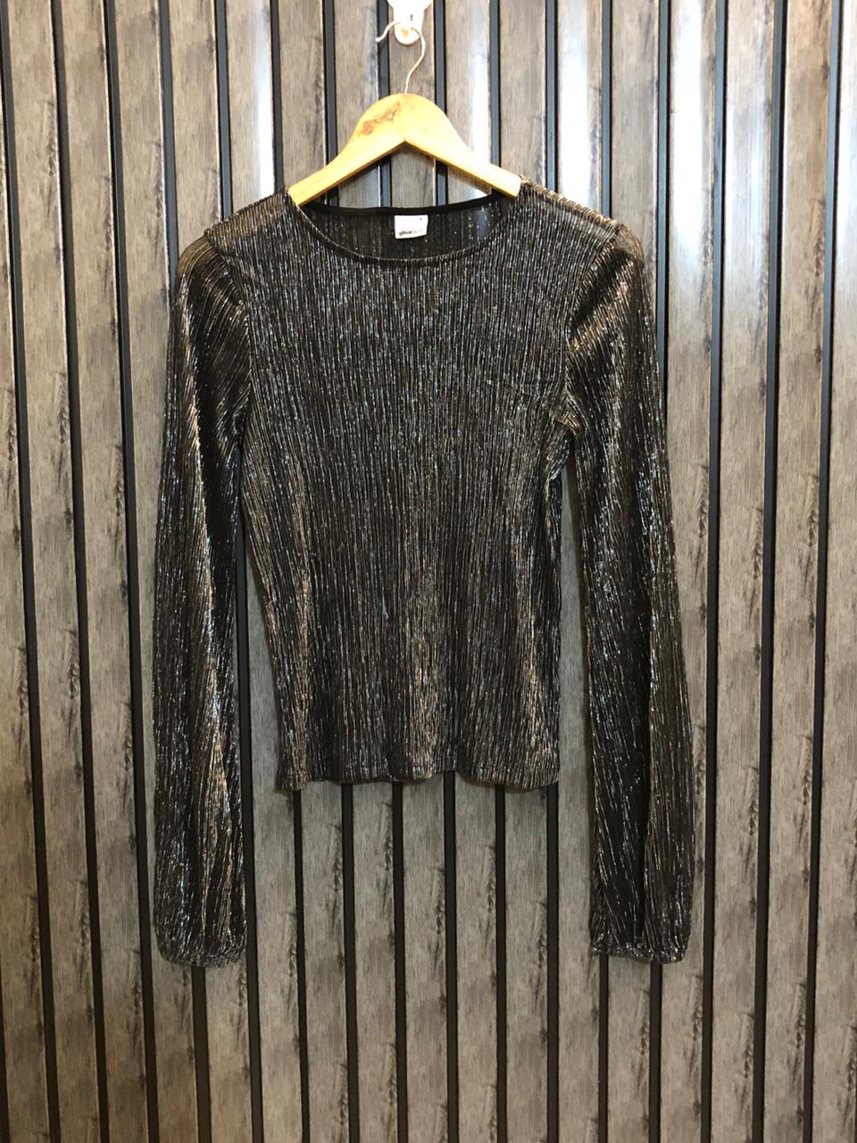 Chest 18  Length 21  Fabric Net Jersey Simple Party Wear Top