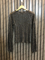 Chest 18  Length 21  Fabric Net Jersey Simple Party Wear Top