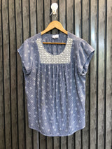 Chest 23  Length 25  Fabric cotton silk Smart Summer Ladies Half Sleeve Top