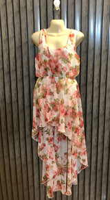 Chest 17  Lenght 30 to 54  Fabric chiffon Chic Long Dress