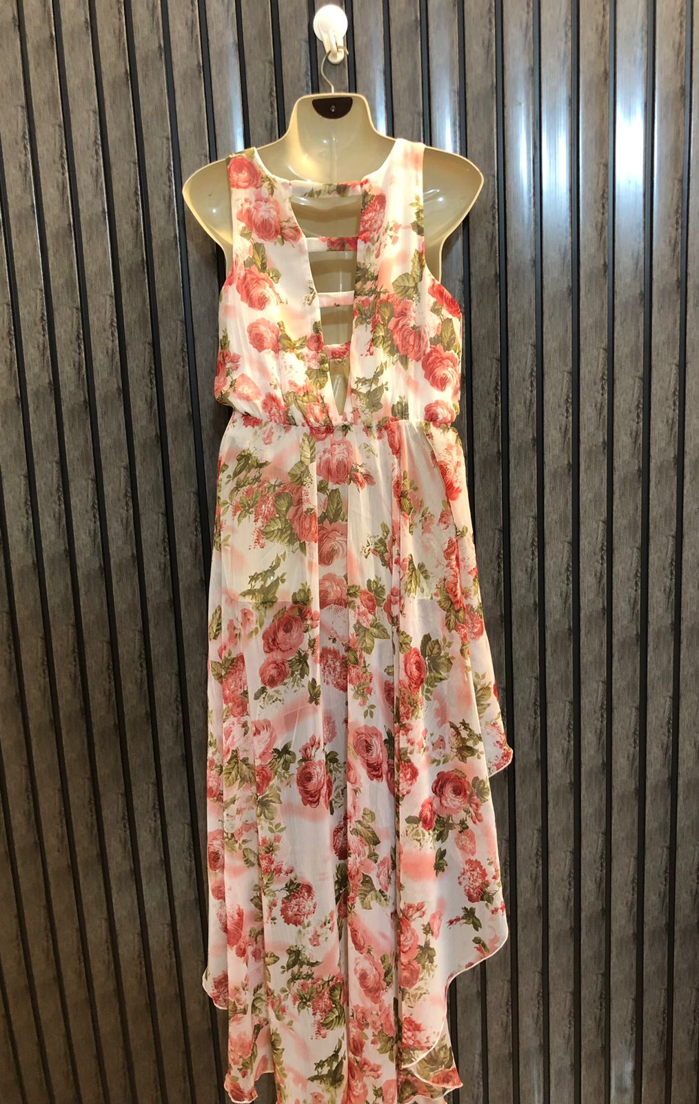 Chest 17  Lenght 30 to 54  Fabric chiffon Chic Long Dress