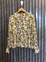 Chest 21  Length 22  Fabric Linen Women's Modern Full Sleeves Top