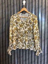 Chest 21  Length 22  Fabric Linen Women's Modern Full Sleeves Top