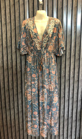 Chest Large  Length 53  Fabric Linen Luxury Branded Women Maxi Dress