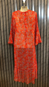 Chest 19  Lenght 38 to 49  Fabric chiffon  Western long maxi