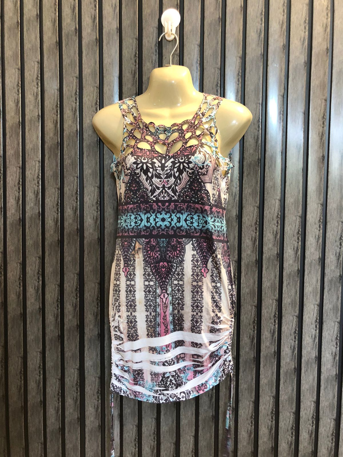 Chest 17  Lenght 30  Fabric silk jersey Western Women's Summer Mini Dress