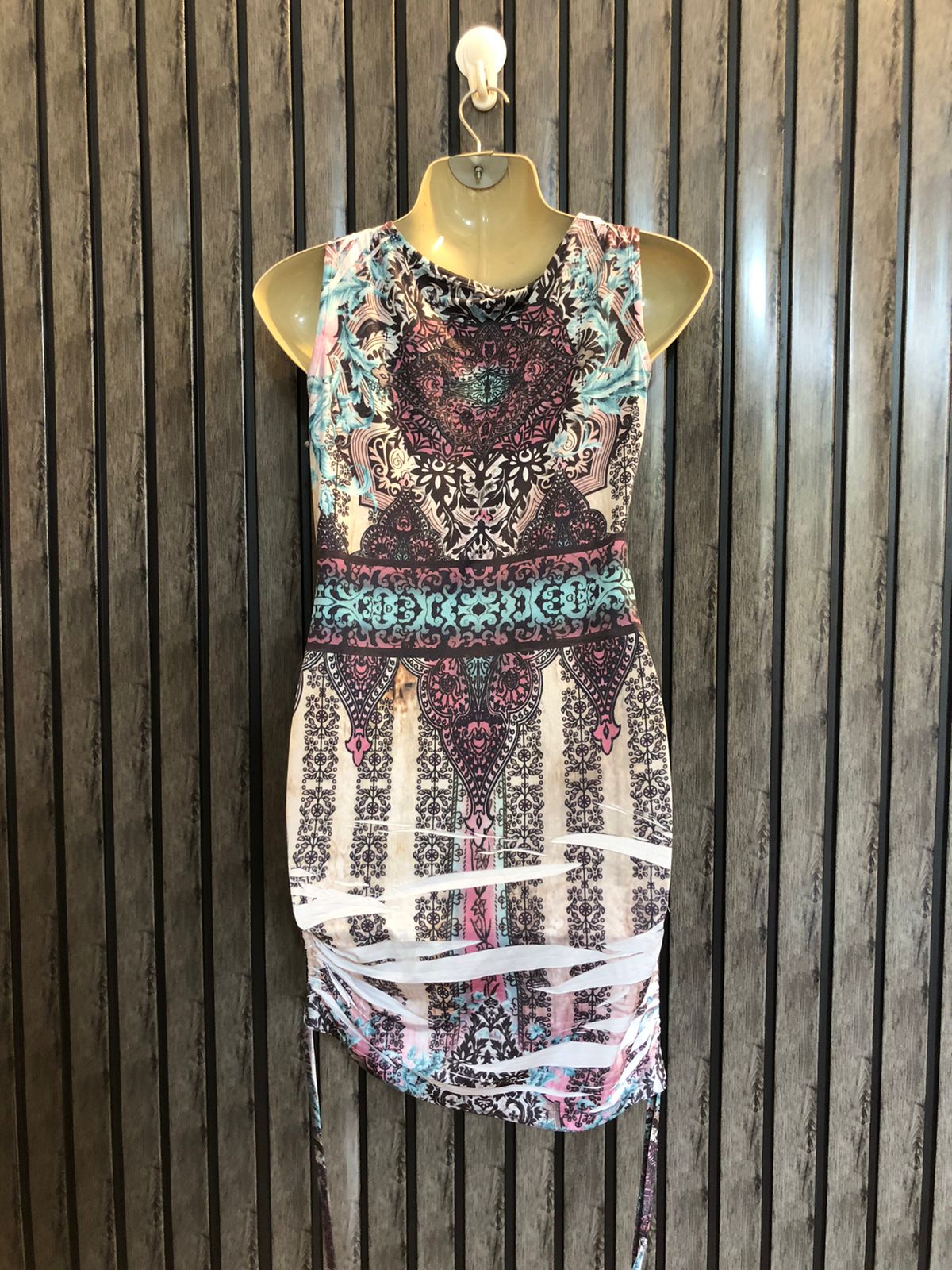 Chest 17  Lenght 30  Fabric silk jersey Western Women's Summer Mini Dress