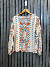 Chest 23  Lenght 22  Fabric linen Premium Western Wear Full Sleeve Top