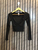 Chest 17  Lenght 15  Fabric silk jersey Designer Women's Everyday Crop Top