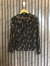 Chest 19  Lenght 23  Fabric chiffon Women's Fashion Forward Long Sleeve Top
