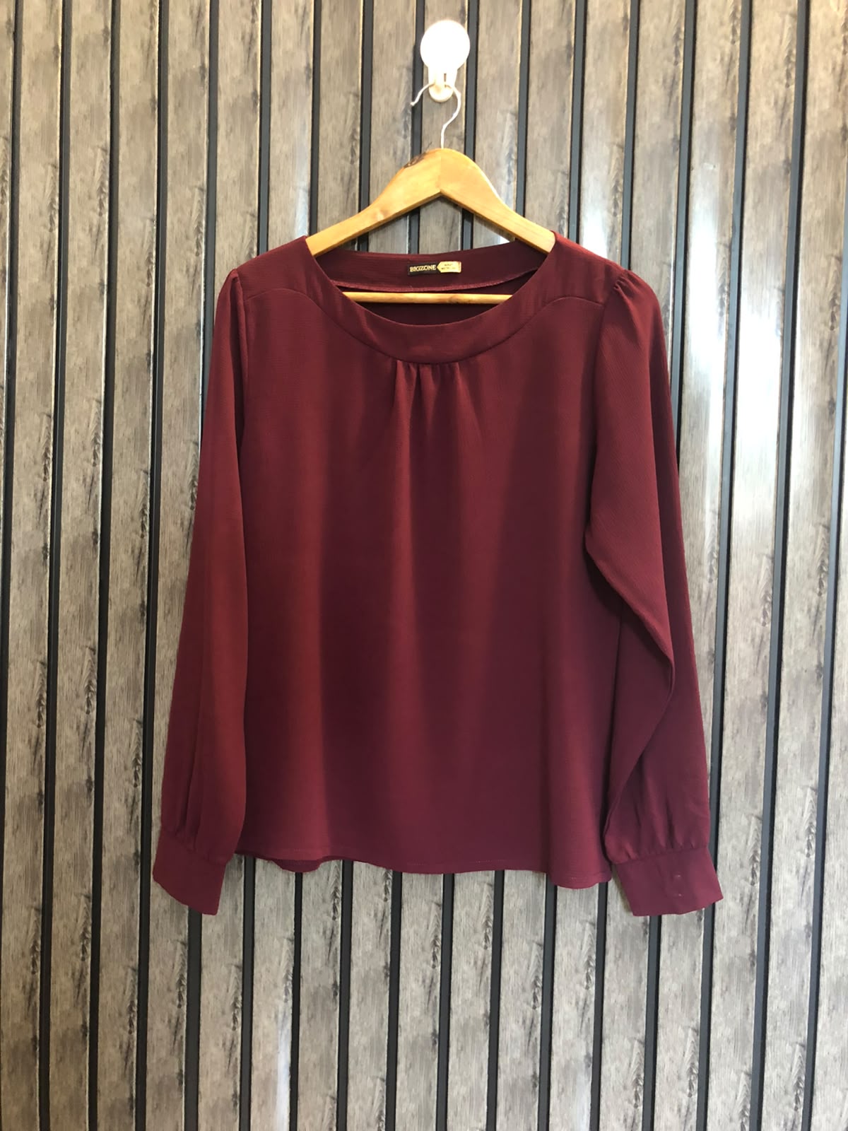 Chest 19  Length 23  Fabric Chiffon Casual Ladies Full Sleeve Top