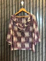Chest 19  Length 23  Fabric Chiffon Western Banded Cotton Top