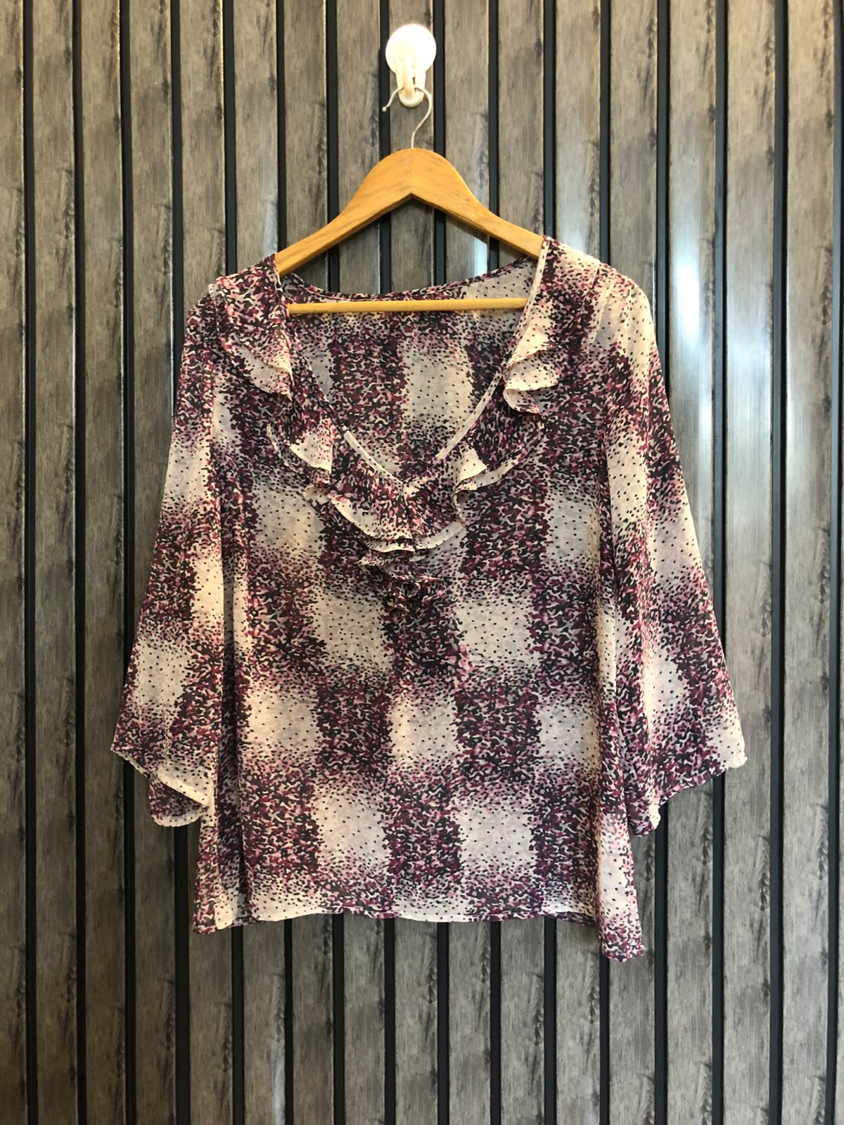 Chest 19  Length 23  Fabric Chiffon Western Banded Cotton Top