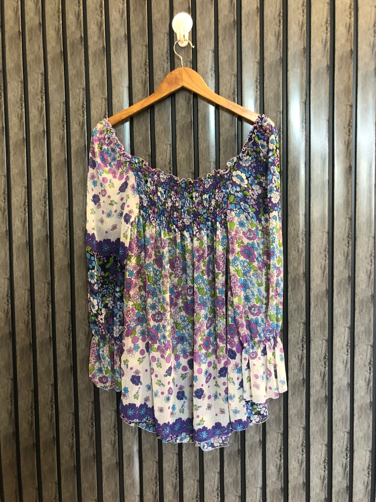 Chest 20  Length 26  Fabric Chiffon Full Sleeve Fashion Top