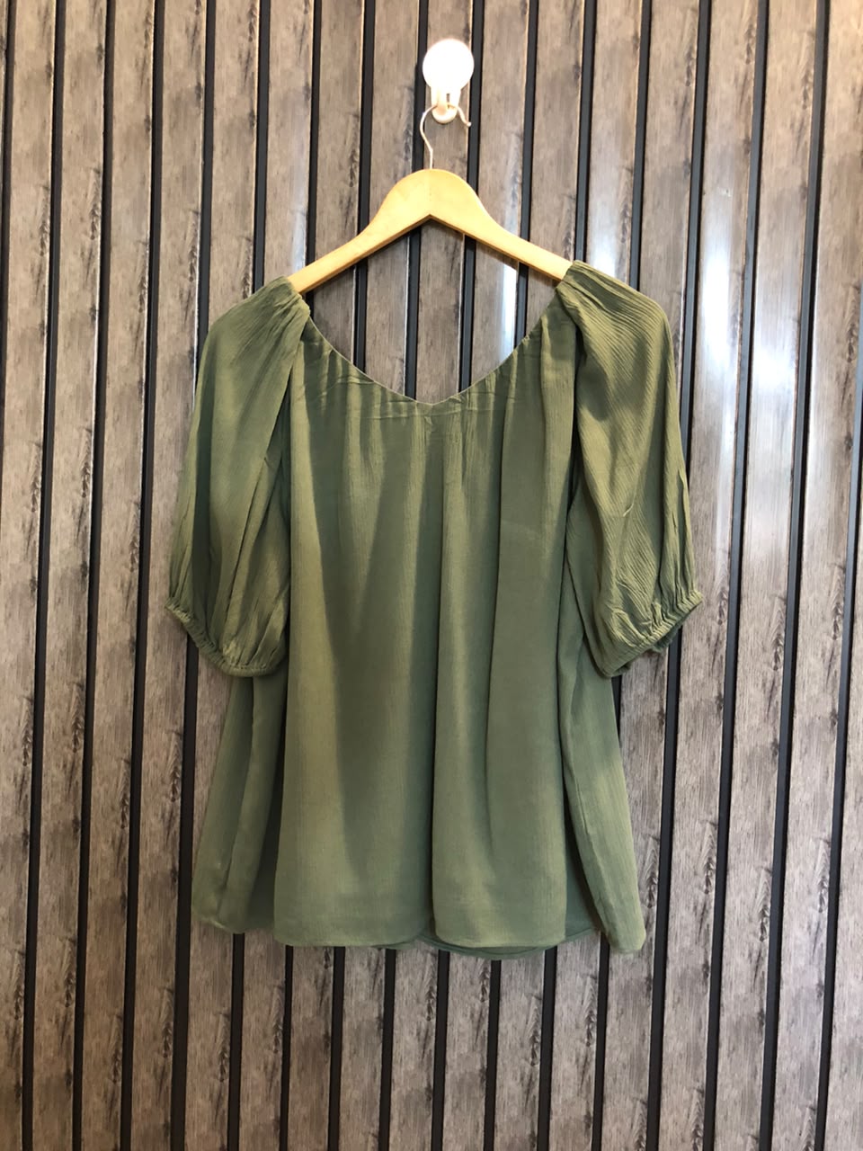 Chest 21  Length 24  Fabric cotton Womens Western Banded Half Sleeve Top