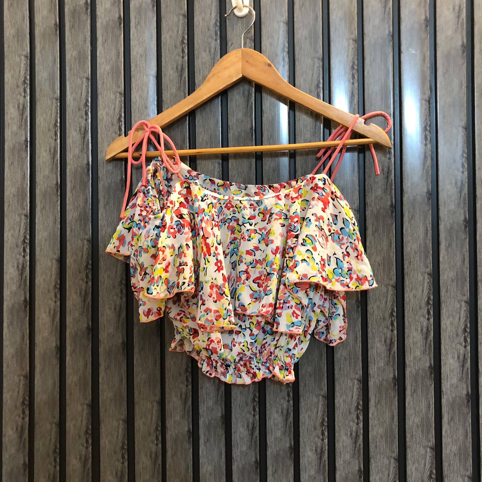 Chest 17  Length 14  Fabric Chiffon Womens Fashion Crop Top
