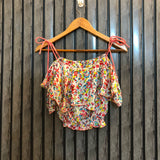 Chest 17  Length 14  Fabric Chiffon Womens Fashion Crop Top