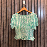 Chest 17  Length 16  Fabric Linen Crop Top for Women