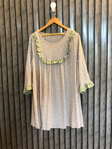 Chest 23  Lenght 33  Fabric chiffon Exclusive Women's Long Tops