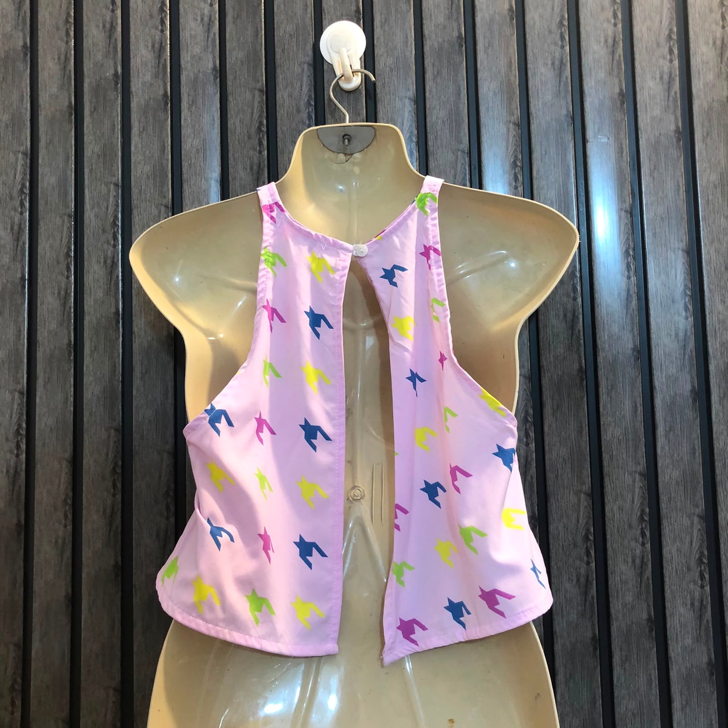 Chest small  Length 13  Fabric silk Women's Modern Crop Top