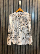 Chest 17  Length 23  Fabric linen Women's Classic Full Sleeve Top