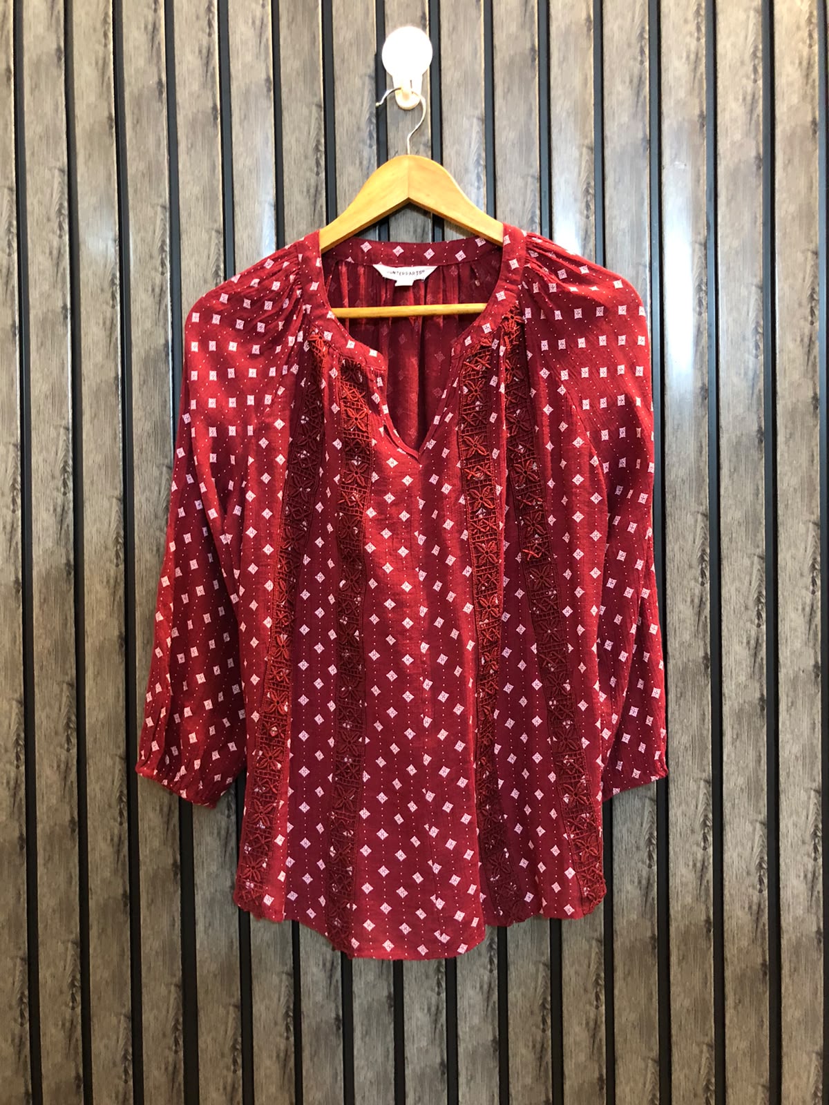 Chest 20  Length 24  Fabric cotton silk Branded Western Women's Full Sleeve Top