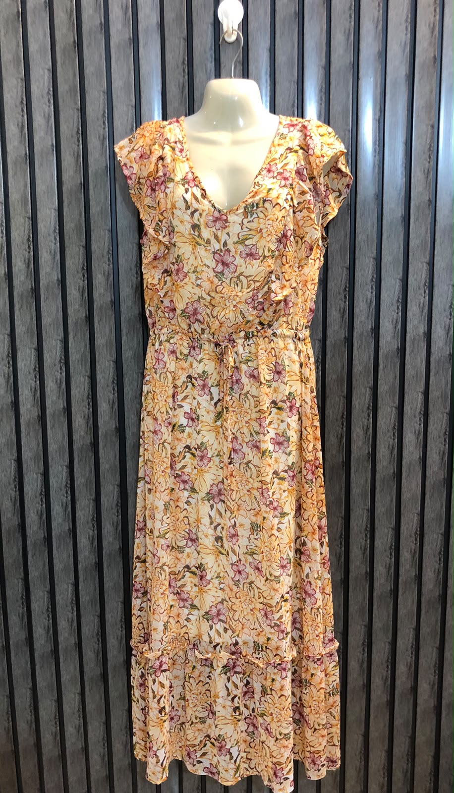 Chest 19  Length 51  Fabric chiffon Women's Trendy Long Dress Boutique