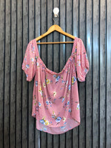 Chest Large  Length 21  Fabric Linen Women's Fashion Half Sleeves Top