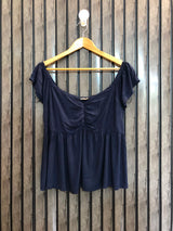 Chest 19  Length 21  Fabric Linen Women's Elegant Half Sleeves Top