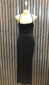 Chest 16  Length 52  Fabric Silk Western Black Jumpsuit
