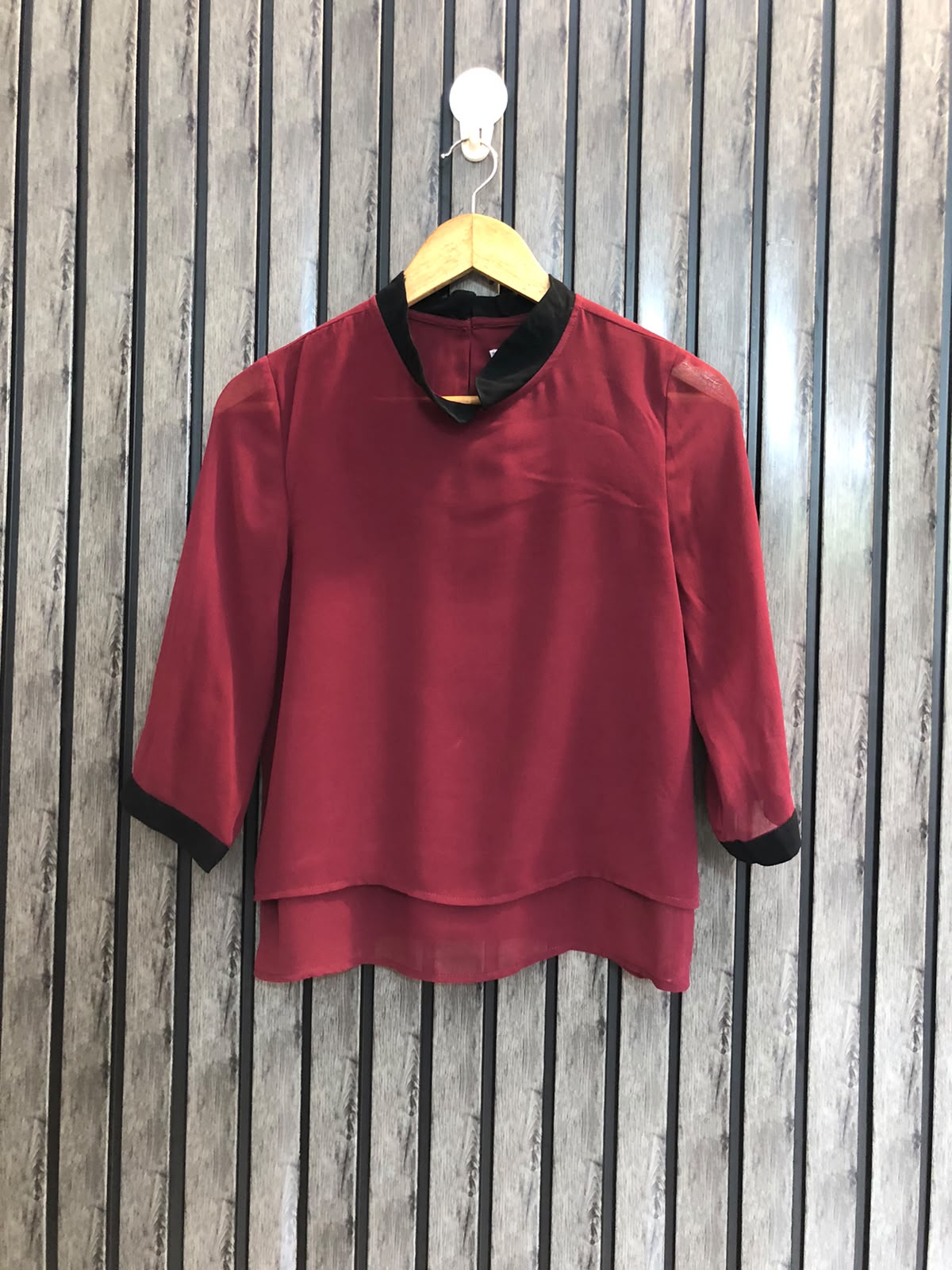 Chest 15  Length 20  Fabric Chiffon Casual Chic Women's Full Sleeve Top