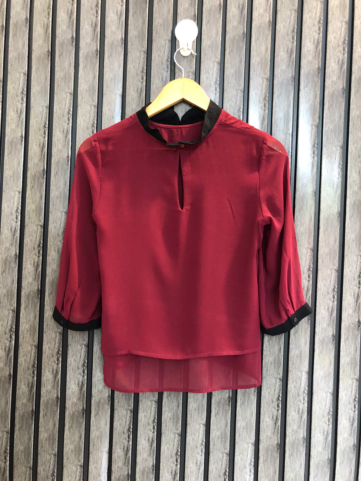 Chest 15  Length 20  Fabric Chiffon Casual Chic Women's Full Sleeve Top
