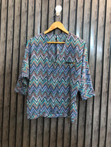 Chest medium  baggy style  Lenght 23  Fabric silk Women’s Branded Long Sleeve Casual Wear Top