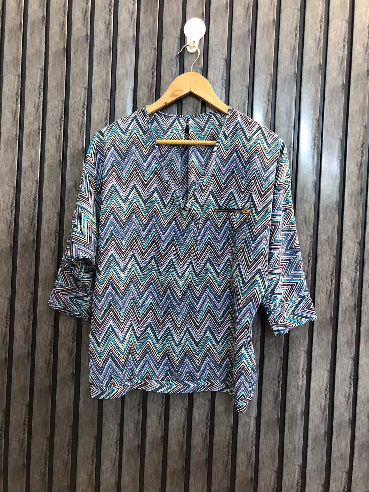 Chest medium  baggy style  Lenght 23  Fabric silk Women’s Branded Long Sleeve Casual Wear Top