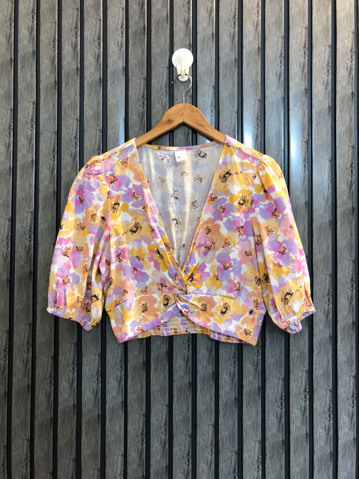 Chest 19  Length 16  Fabric Linen Modern Western Crop Top