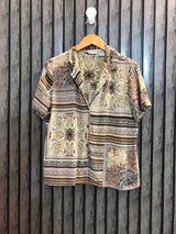 Chest 21  Length 23  Fabric Rayon Women’s Designer Style Western Half Sleeve Top