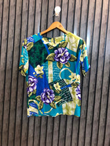 Chest 19  Length 25 Fabric Linen Women’s Contemporary Western Half Sleeve Top