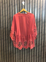 Chest Small Length 26  Fabric Cotton Fashionable Western Half Sleeve Top for Women
